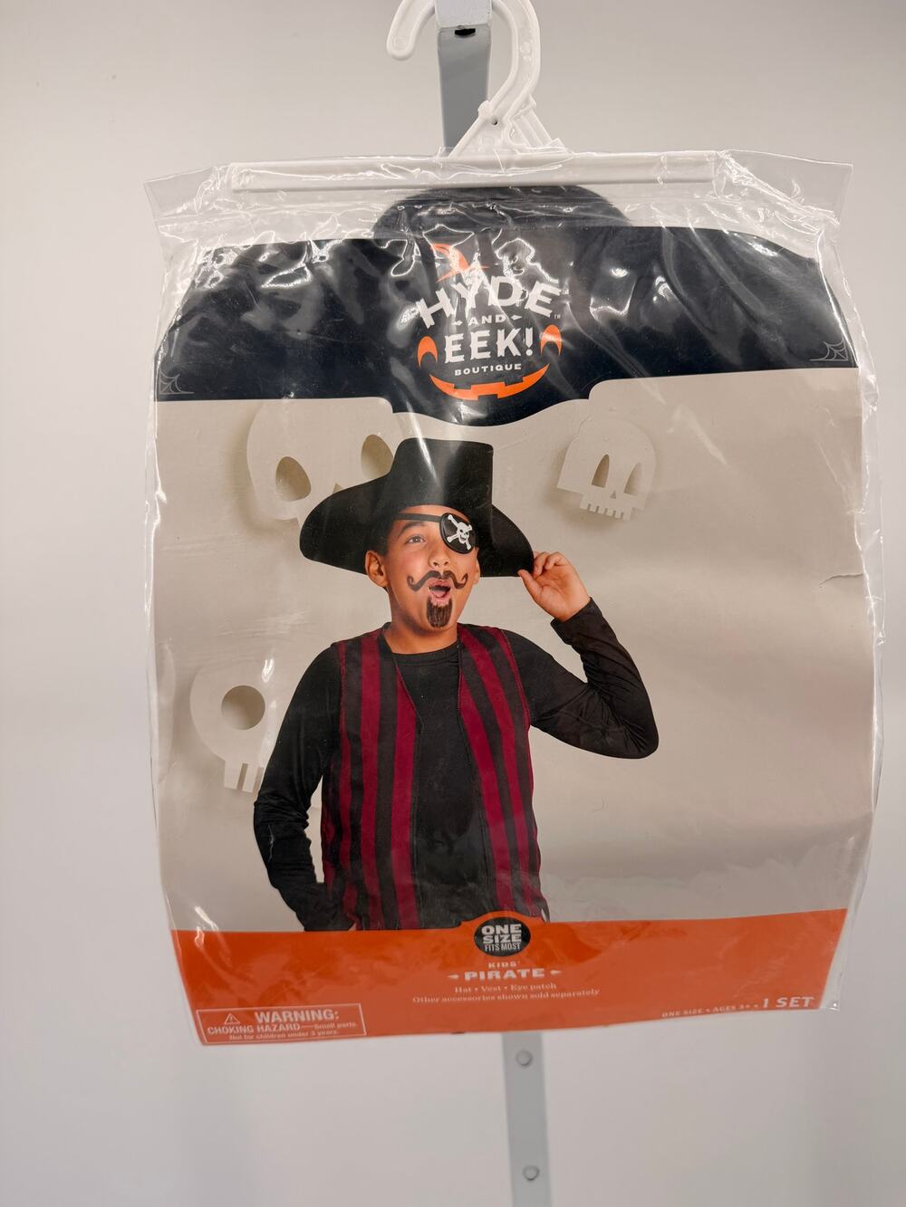 Hyde & Eek Kids Pirate Costume One Size Hat Vest Eye Patch Halloween NWT